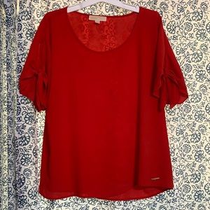 XL Red Michael Kors Tie Sleeve Blouse
